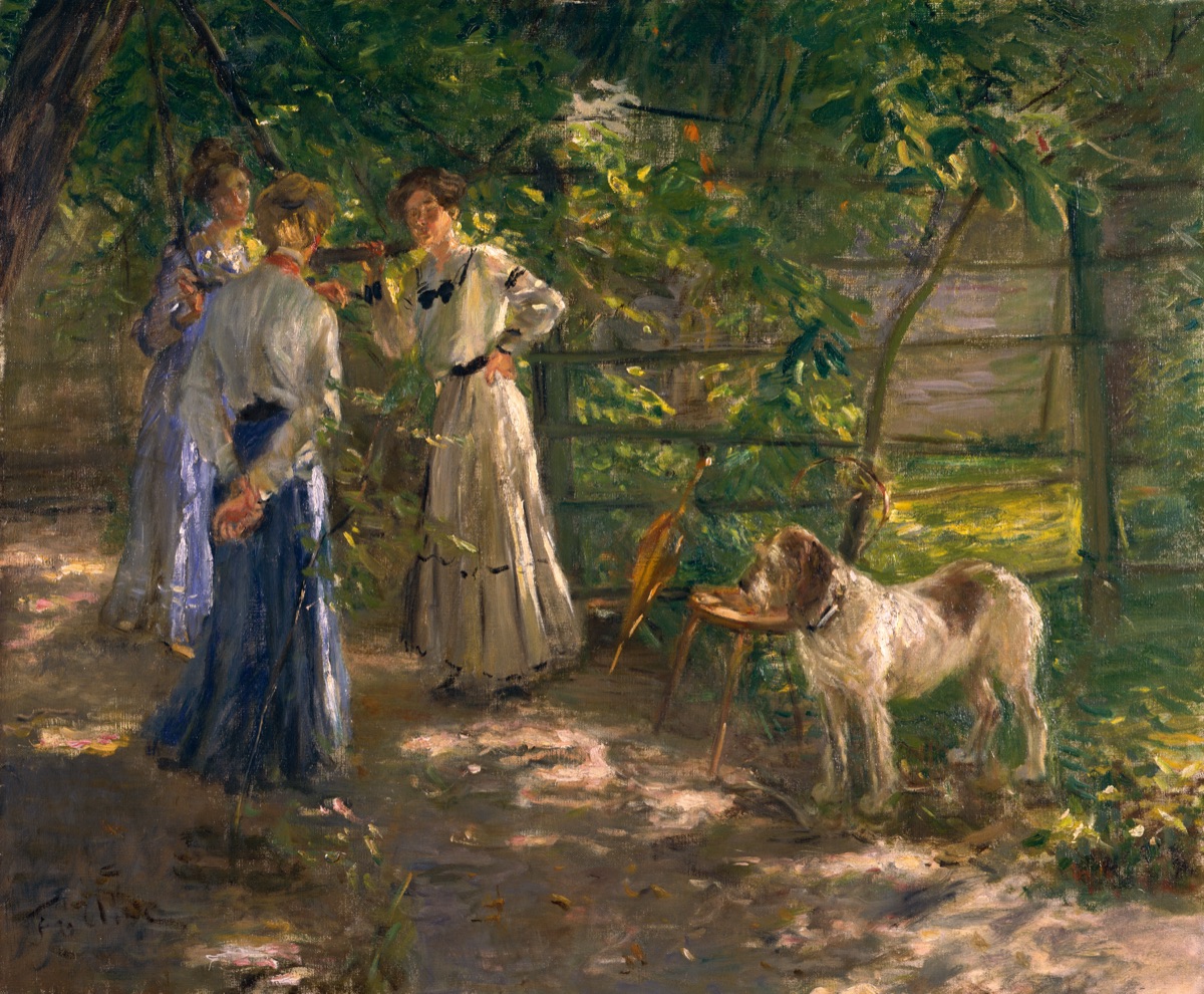 Fritz von Uhde, Die Töchter des Künstlers im Garten, 1906