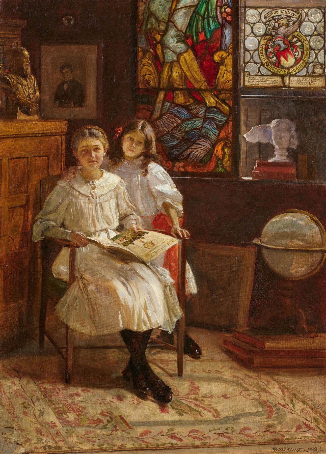 The Waderé daughters in their father's atelier — Friedrich Wirnhier, 1907